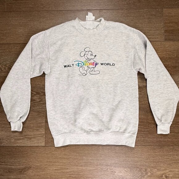 Disney Tops - Vintage Walt Disney World Rainbow Embroidered Crewneck Sweatshirt Size Small